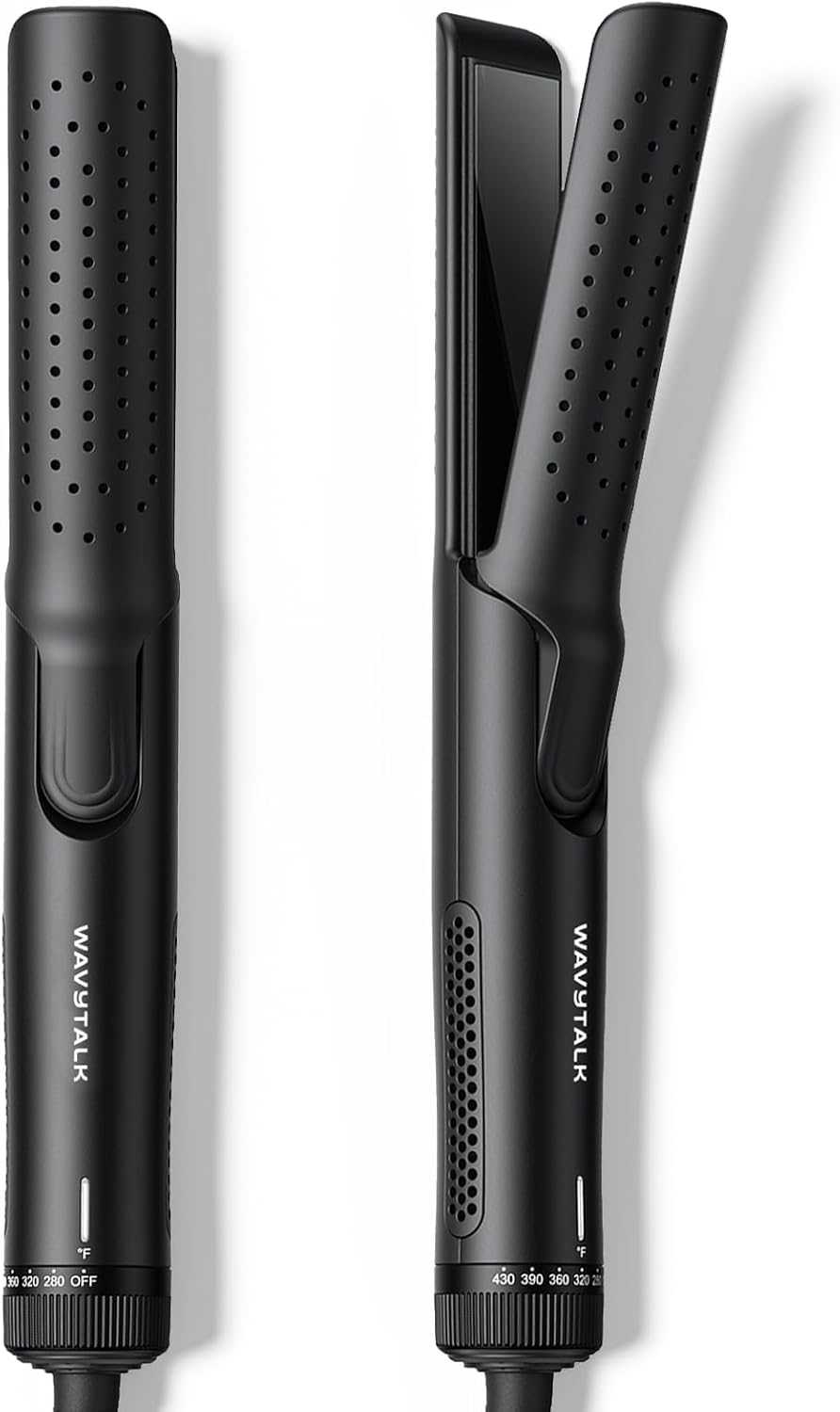 Wavytalk Airflow Styler Cool Curl 2 in 1 Hair Straightener and Curler | 360° Cool Air Lock in Style for Lasting Curls, Reduces Damage, 1.25 Inch, Anti-Scald for Short Long Hair
