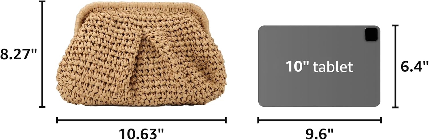 Emprier Straw Clutch Purses for Women Cloud Dumpling Pouch Straw Crossbody Shoulder Handbag Summer Beach Woven Bag