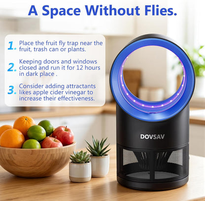 Fruit Fly Traps for Indoors, Fly Trap Indoor, Indoor Bug Zapper, Gnat Traps for House Indoor with Suction, Time Setting, 10 Pcs Sticky Glue Boards (Blue)