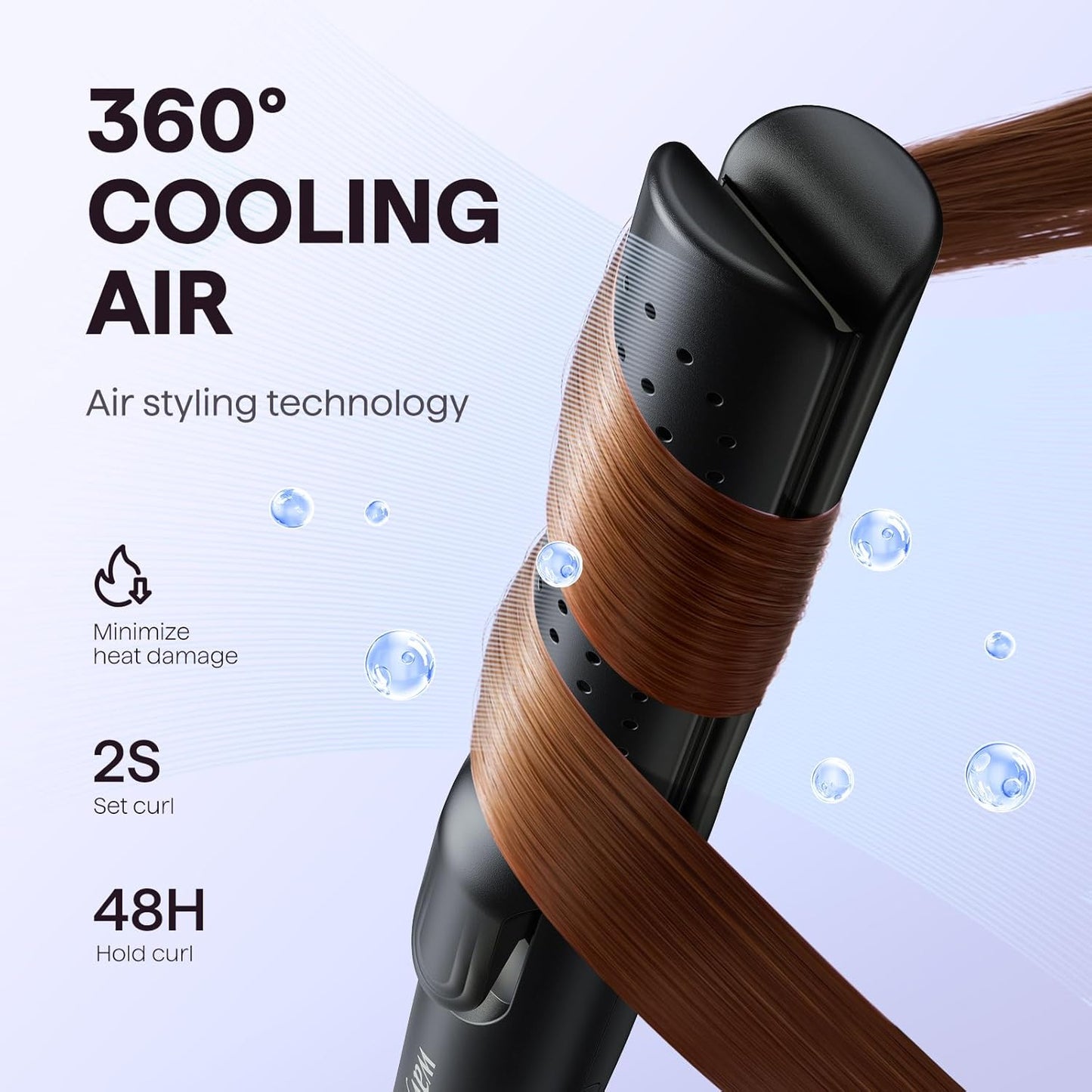 Wavytalk Airflow Styler Cool Curl 2 in 1 Hair Straightener and Curler | 360° Cool Air Lock in Style for Lasting Curls, Reduces Damage, 1.25 Inch, Anti-Scald for Short Long Hair