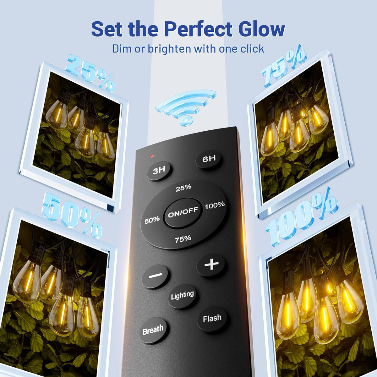 100FT LED Outdoor String Lights with Remote, One Continuous Strand Patio Lights with 35+1 Shatterproof S11 Bulbs, Dimmable 2700K Warm White, Timer & 3 Modes, Low Voltage for Backyard Garden