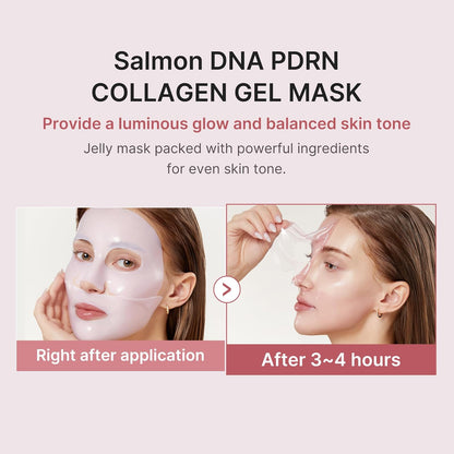 medicube Pink Glass Glow Skin Trio: Salmon DNA PDRN pink collagen jelly gel mask (4ea) and PDRN Peptide Serum, glow serum and Collagen Jelly Cream 50ml