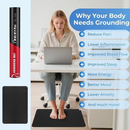 Professional Grounding Mat with Carbon Fiber Technology | 24"x16" Indoor Earthing Pad + 15ft Medical-Grade Cord | Cellular Energy Renewal & Inflammation Support