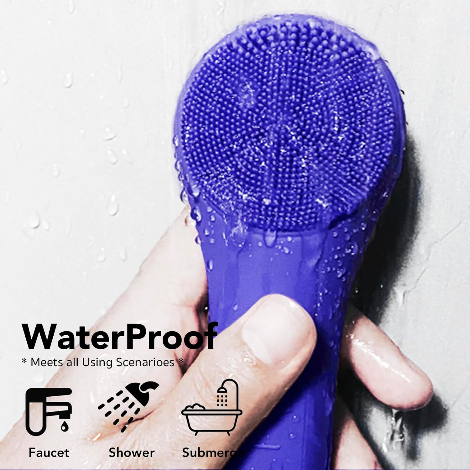 NågraCoola CLIE Facial Cleansing Brush, Waterproof and Rechargeable Face Scrub Brush for Men & Women, Cleansing, Exfoliating and Massaging, Electric Face Scrubber - Blue