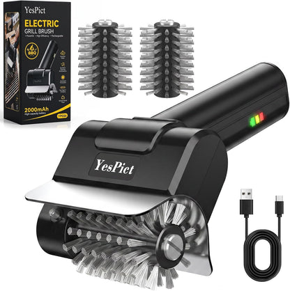Electric Grill Brush, Cordless Rechargeable Grill Cleaning Brush 1500RPM, Max 180-Min Runtime, Electric Grill Cleaner for Outdoor Stainless Steel Cast Iron Grates, BBQ Gift for Men Father Husband
