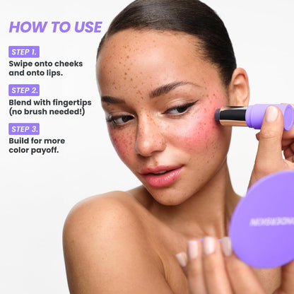 Wonderskin Cream Blush Stick pH-Activated - pHlush Stick Multi-Use, Blush for Cheeks and Lips, Cooling Nourishing Color-Adjusting Makeup