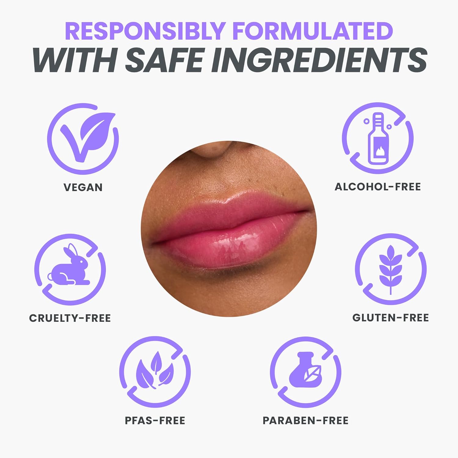 Wonderskin Lip Oil Rehab Serum - Color Changing Lip Oil from Clear to Pink - PH-activated, Non-sticky & Hydrating Tinted Serum for Dry Lips (Kissed)