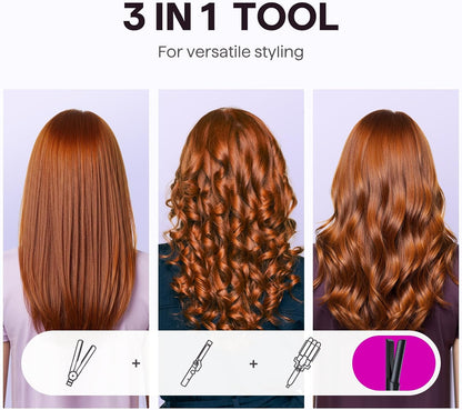 Wavytalk Airflow Styler Cool Curl 2 in 1 Hair Straightener and Curler | 360° Cool Air Lock in Style for Lasting Curls, Reduces Damage, 1.25 Inch, Anti-Scald for Short Long Hair