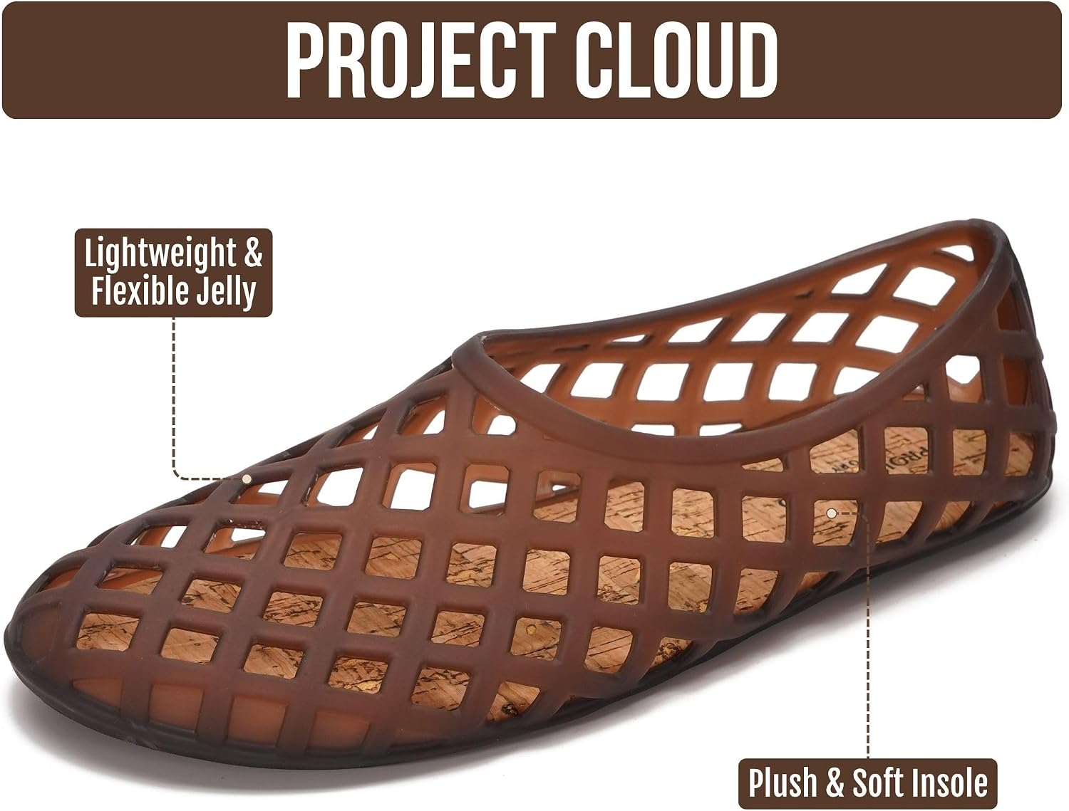 Project Cloud Jelly Shoes Women - Lightweight & Water-Resistant Women's Flats Sandals - Non Slip Womens Shoes - Perfect Summer Jelly Flats for Women 2026 (Jellz)