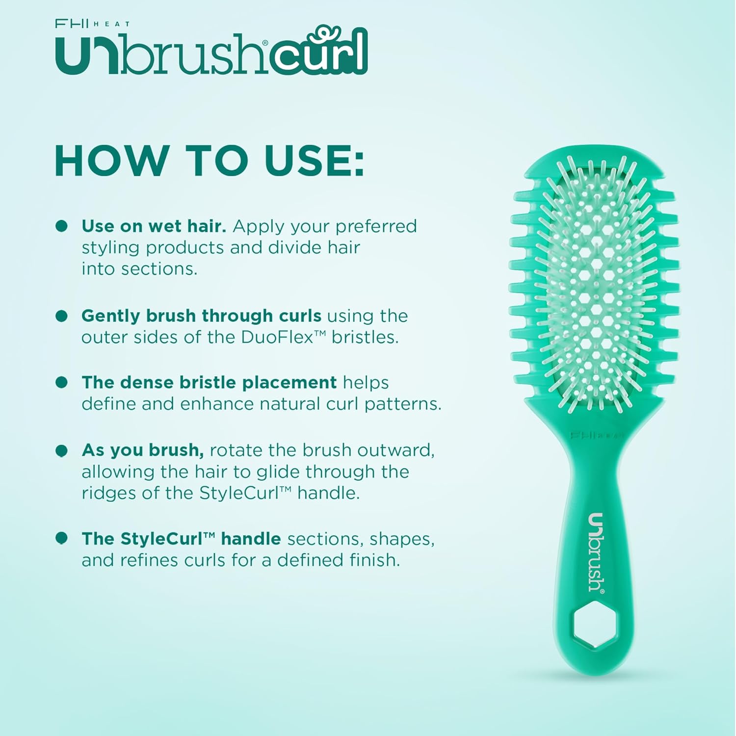 FHI Heat UNbrush Curl Collection for Pain-Free Brushing & Curl Enhancing Styling for Curly Hair Types - Use on Wet Hair Only