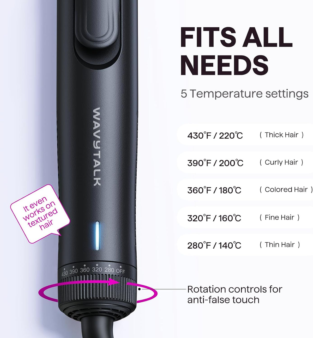 Wavytalk Airflow Styler Cool Curl 2 in 1 Hair Straightener and Curler | 360° Cool Air Lock in Style for Lasting Curls, Reduces Damage, 1.25 Inch, Anti-Scald for Short Long Hair