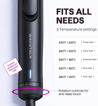 Wavytalk Airflow Styler Cool Curl 2 in 1 Hair Straightener and Curler | 360° Cool Air Lock in Style for Lasting Curls, Reduces Damage, 1.25 Inch, Anti-Scald for Short Long Hair