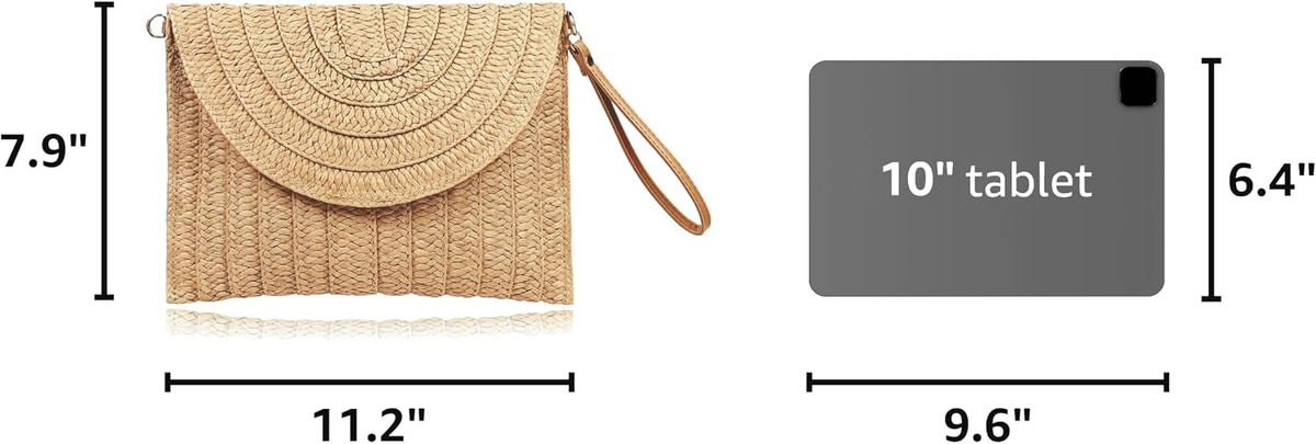 COOKOOKY Straw Clutch Handbag Summer Beach Straw Purse for Women woven Envelope Bag | Straw
