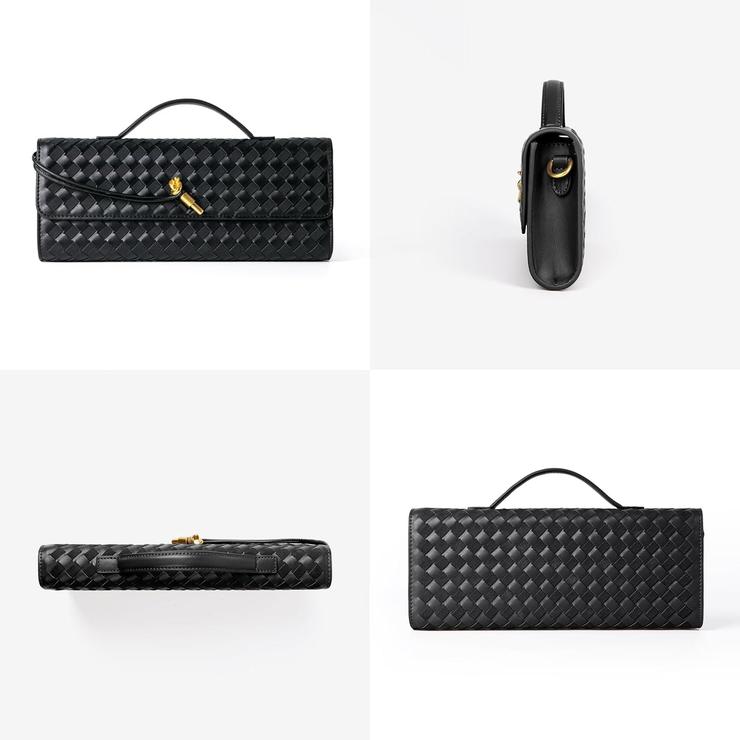 Joryin Woven Purse for Women Evening Clutch Woven Leather & Suede Handbags Crossbody Bag Suede Purse Formal Evening Bag