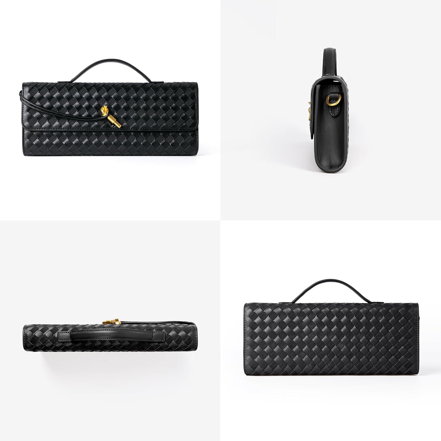 Joryin Woven Purse for Women Evening Clutch Woven Leather & Suede Handbags Crossbody Bag Suede Purse Formal Evening Bag