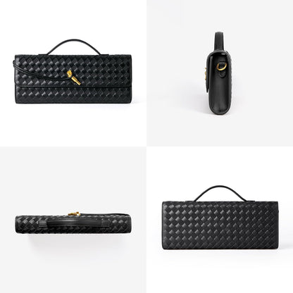 Joryin Woven Purse for Women Evening Clutch Woven Leather & Suede Handbags Crossbody Bag Suede Purse Formal Evening Bag