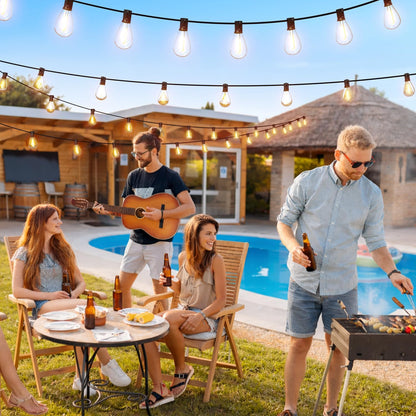 100FT LED Outdoor String Lights with Remote, One Continuous Strand Patio Lights with 35+1 Shatterproof S11 Bulbs, Dimmable 2700K Warm White, Timer & 3 Modes, Low Voltage for Backyard Garden