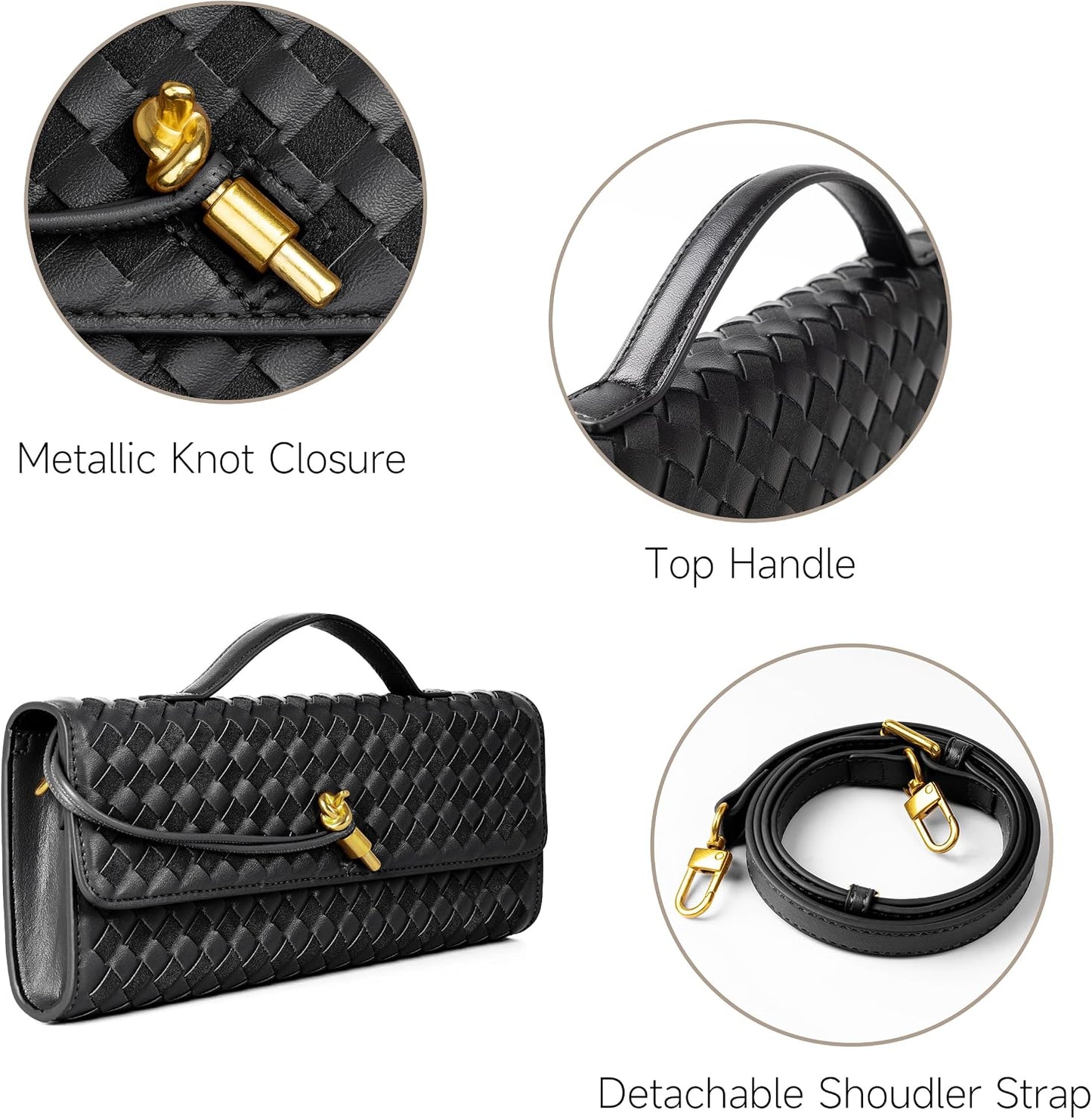 Joryin Woven Purse for Women Evening Clutch Woven Leather & Suede Handbags Crossbody Bag Suede Purse Formal Evening Bag