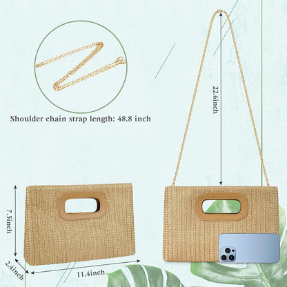 Top Handle Clutch Handbags for Women, Evening Handbag Shoulder Crossbody Purse with Gold Chain