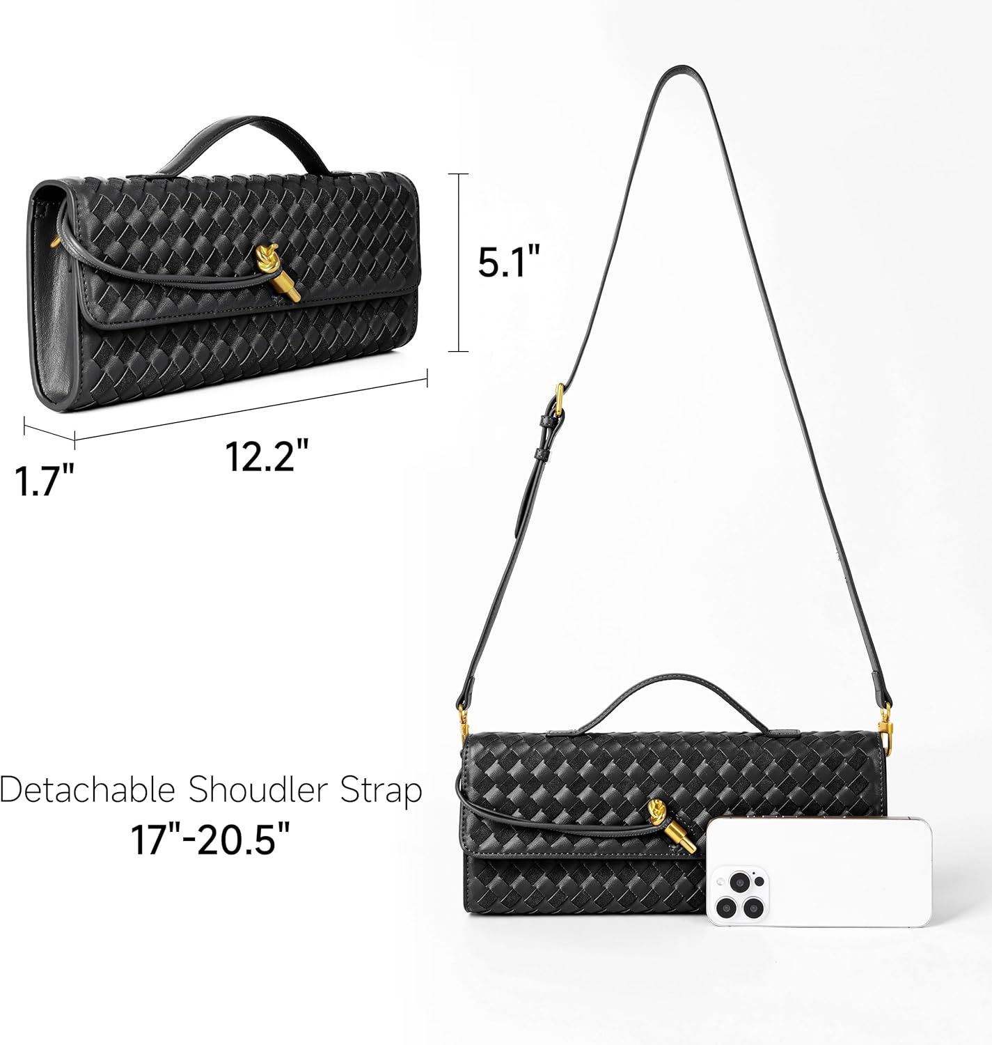 Joryin Woven Purse for Women Evening Clutch Woven Leather & Suede Handbags Crossbody Bag Suede Purse Formal Evening Bag