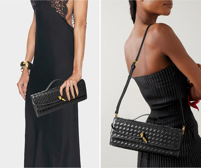 Joryin Woven Purse for Women Evening Clutch Woven Leather & Suede Handbags Crossbody Bag Suede Purse Formal Evening Bag