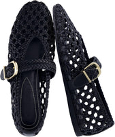 CUSHIONAIRE Wit Hand Woven Womens Flats, Comfortable Mary Jane Ballet Flat with Adjustable Buckle Braided Strap and Cushioned Memory Foam