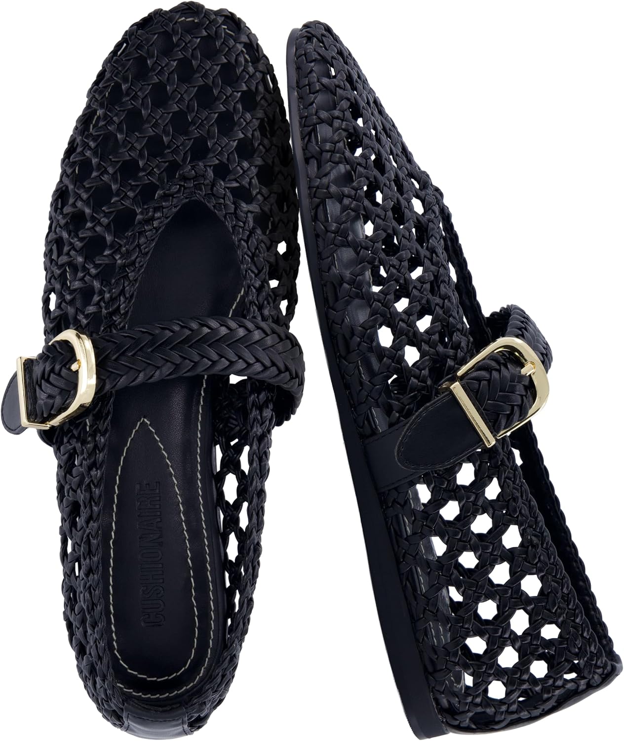 CUSHIONAIRE Wit Hand Woven Womens Flats, Comfortable Mary Jane Ballet Flat with Adjustable Buckle Braided Strap and Cushioned Memory Foam
