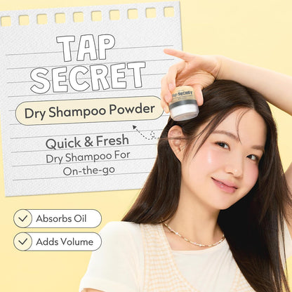 I DEW CARE Tap Secret Dry Shampoo Powder with Biotin - Tap Secret Original | Strengthening & Volumizing, Refillable, Travel size, Non-aerosol, Brunette, Korean Ginseng, Stocking Stuffers, 0.24 Oz