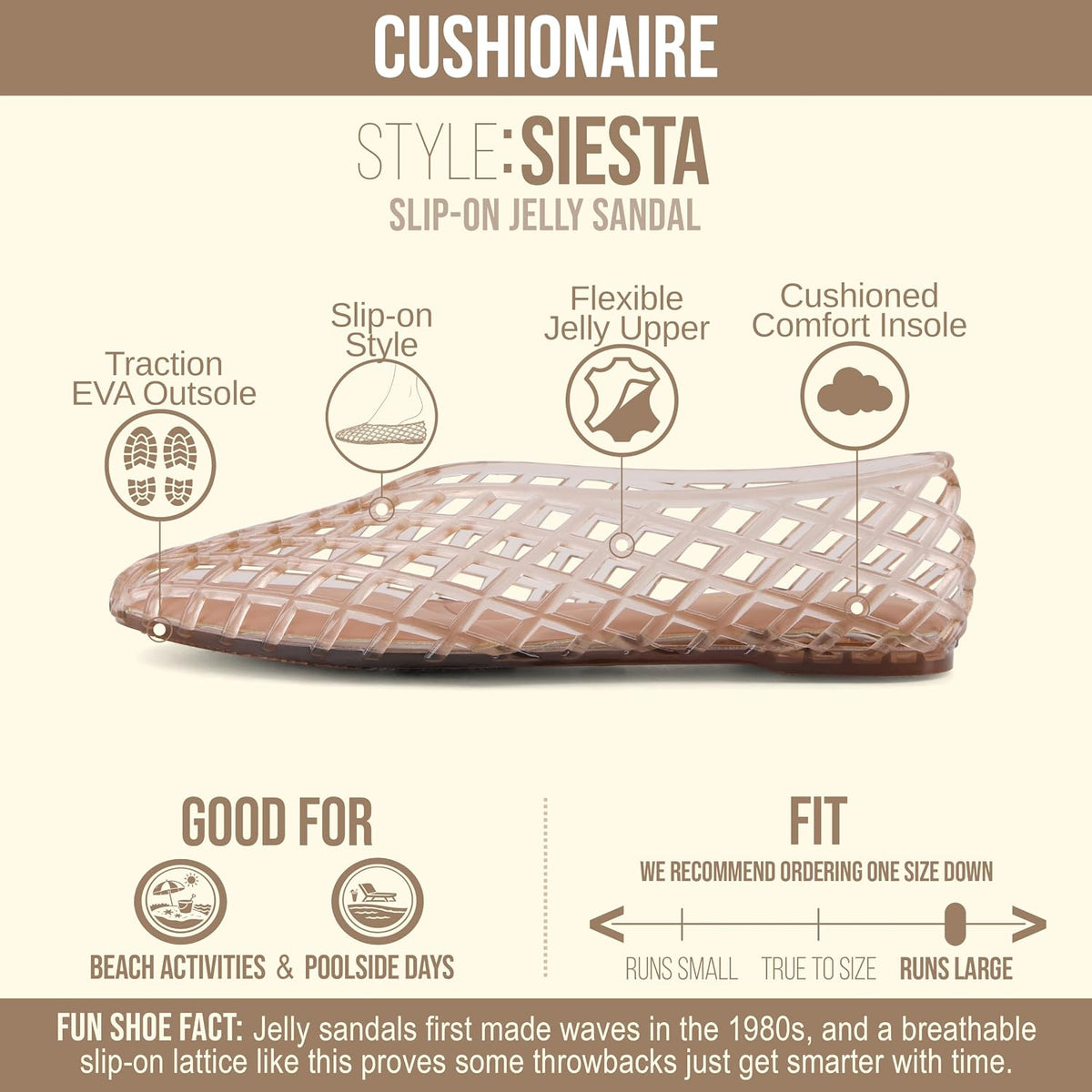 CUSHIONAIRE Siesta Modern Lattice Ballet Flats for Women, Comfortable Slip On Pointed Toe Womens Jelly Shoes