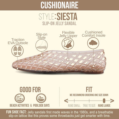 CUSHIONAIRE Siesta Modern Lattice Ballet Flats for Women, Comfortable Slip On Pointed Toe Womens Jelly Shoes