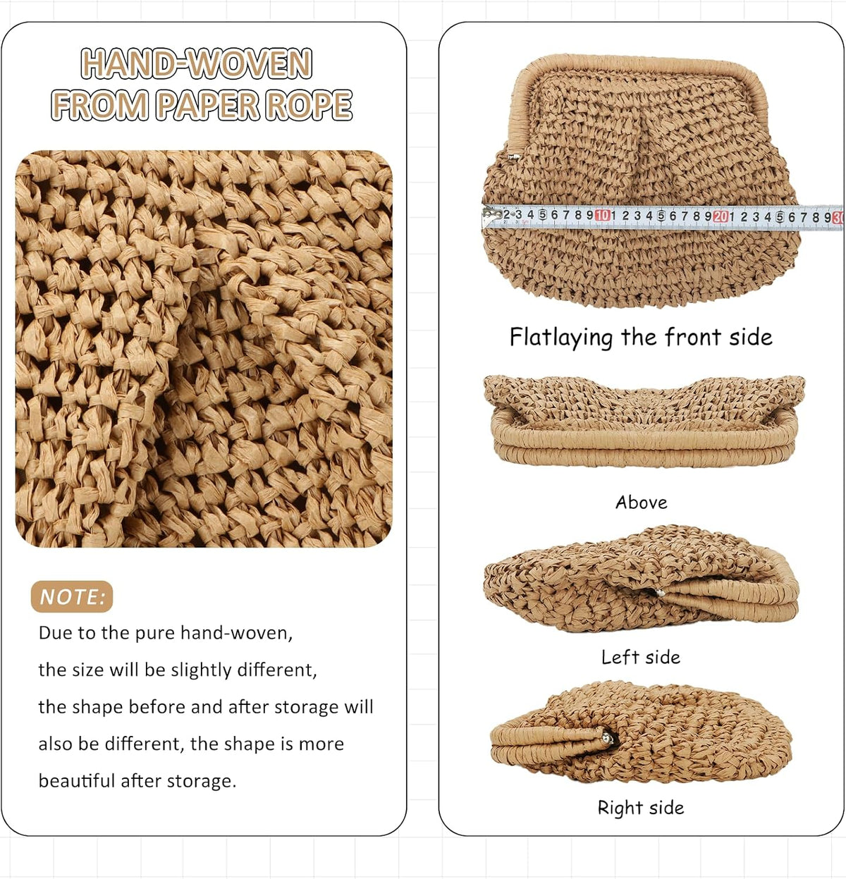 Emprier Straw Clutch Purses for Women Cloud Dumpling Pouch Straw Crossbody Shoulder Handbag Summer Beach Woven Bag