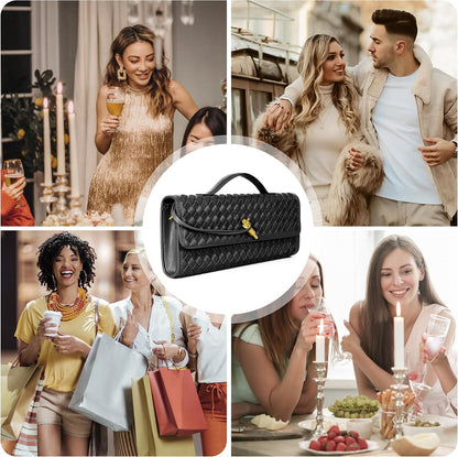 Joryin Woven Purse for Women Evening Clutch Woven Leather & Suede Handbags Crossbody Bag Suede Purse Formal Evening Bag