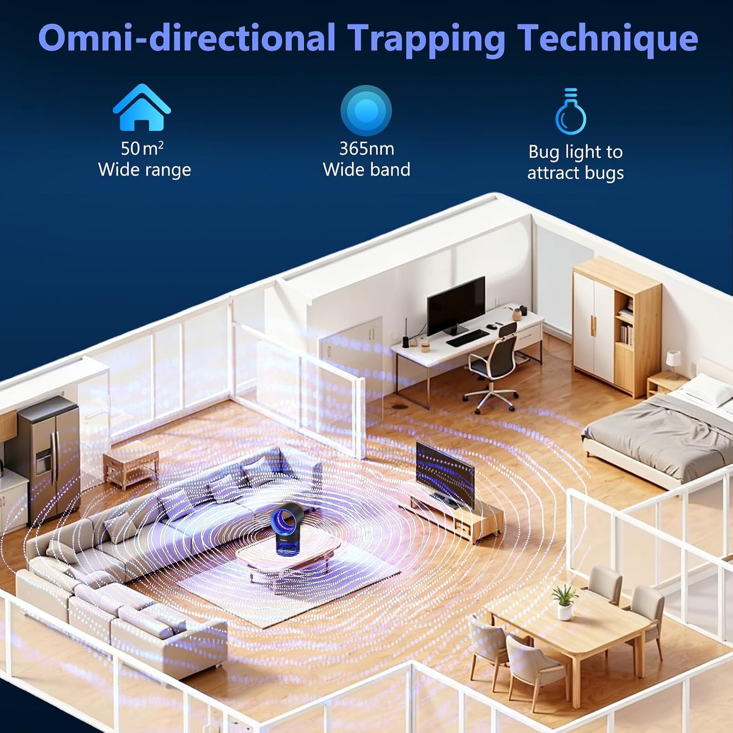 Fruit Fly Traps for Indoors, Fly Trap Indoor, Indoor Bug Zapper, Gnat Traps for House Indoor with Suction, Time Setting, 10 Pcs Sticky Glue Boards (Blue)