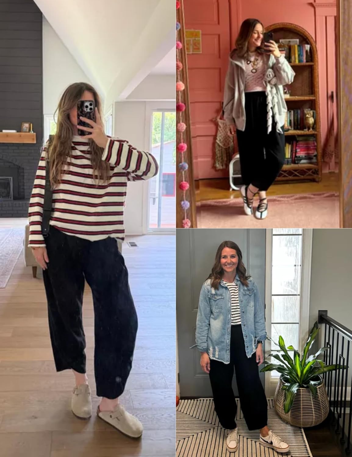Xiaoxuemeng Womens Baggy Wide Leg Pants Casual Elastic Waisted Palazzo Harem Pants with Pockets