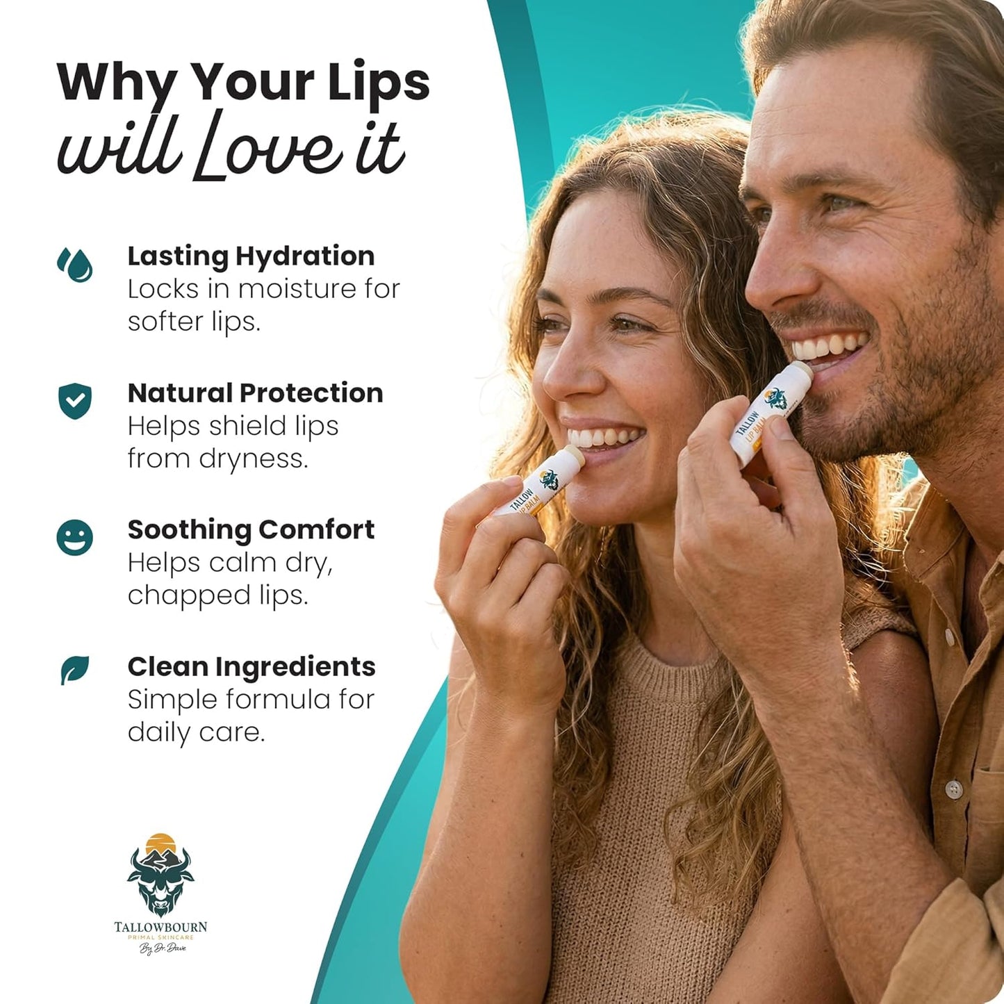 Moisturizing Tallow Lip Balm – Grass-Fed Beef Tallow with Organic Coconut Oil, Beeswax, and Vitamin E – Sweet Orange – Lip Balm Set – Travel Essential – 3-Pack