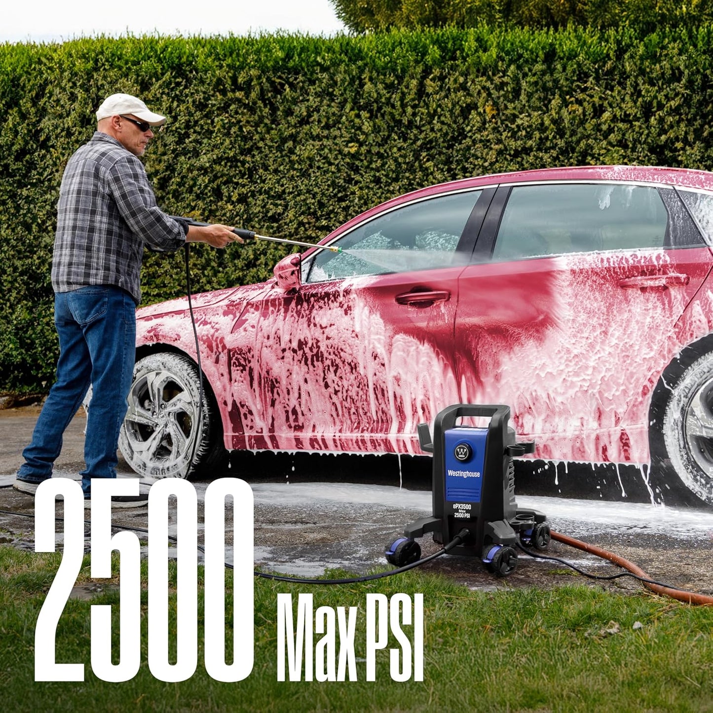 Westinghouse ePX3500 Electric Pressure Washer, 2500 Max PSI 1.76 Max GPM with Anti-Tipping Technology, Onboard Soap Tank, Pro-Style Steel Wand, 5-Nozzle Set, for Cars/Fences/Driveways/Home/Patios